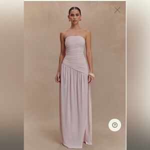Meshki Pink Ruched Strapless Gown for Brides